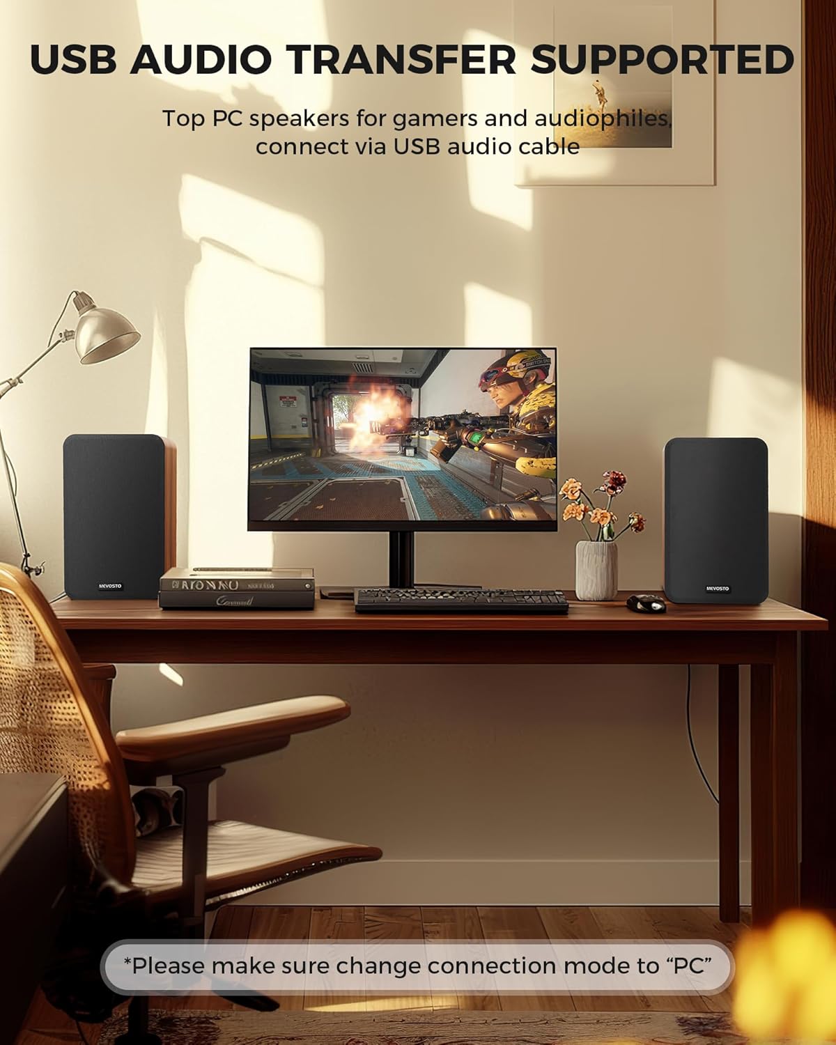 Active Bookshelf Speakers 36W RMS - BT 5.4 Wireless Speaker with 5 Inch Woofer, Silk Dome Tweeter PC Speakers - USB Digital Audio Studio Monitors Bass & Treble Adjust AUX Input for Record Player TV - Image 4