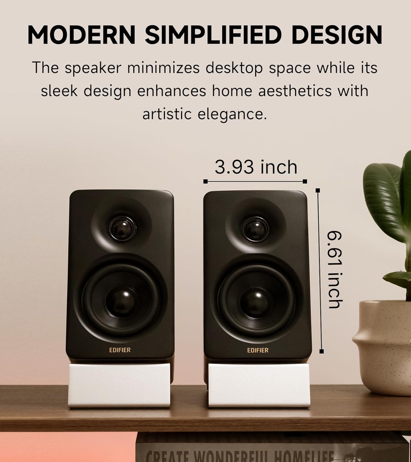 Edifier M60 Multimedia Speaker Bluetooth 5.3, 66W RMS, Hi-Res Audio & Hi-Res Wireless Audio, LDAC,3" Mid Bass & 1" Tweeter, USB-C & Aux Inputs, Compact Desktop Speaker – Classic Oak - Image 9