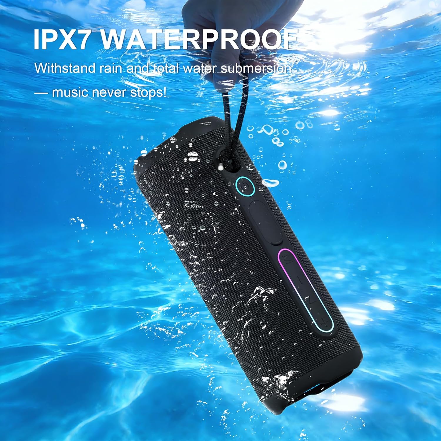 YOLOEMO 40W Portable Bluetooth Speaker, Enhanced Deep Bass, IPX7 Waterproof Outdoor Speaker with TWS Pairing, Bluetooth 5.3, 12H Playtime, RGB Lights, Ideal for Party, Beach, Camping - Image 3