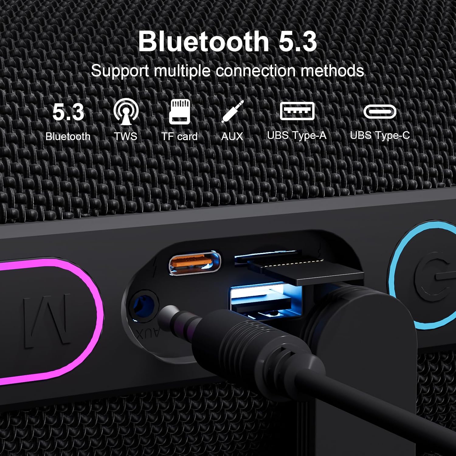 YOLOEMO 40W Portable Bluetooth Speaker, Enhanced Deep Bass, IPX7 Waterproof Outdoor Speaker with TWS Pairing, Bluetooth 5.3, 12H Playtime, RGB Lights, Ideal for Party, Beach, Camping - Image 5