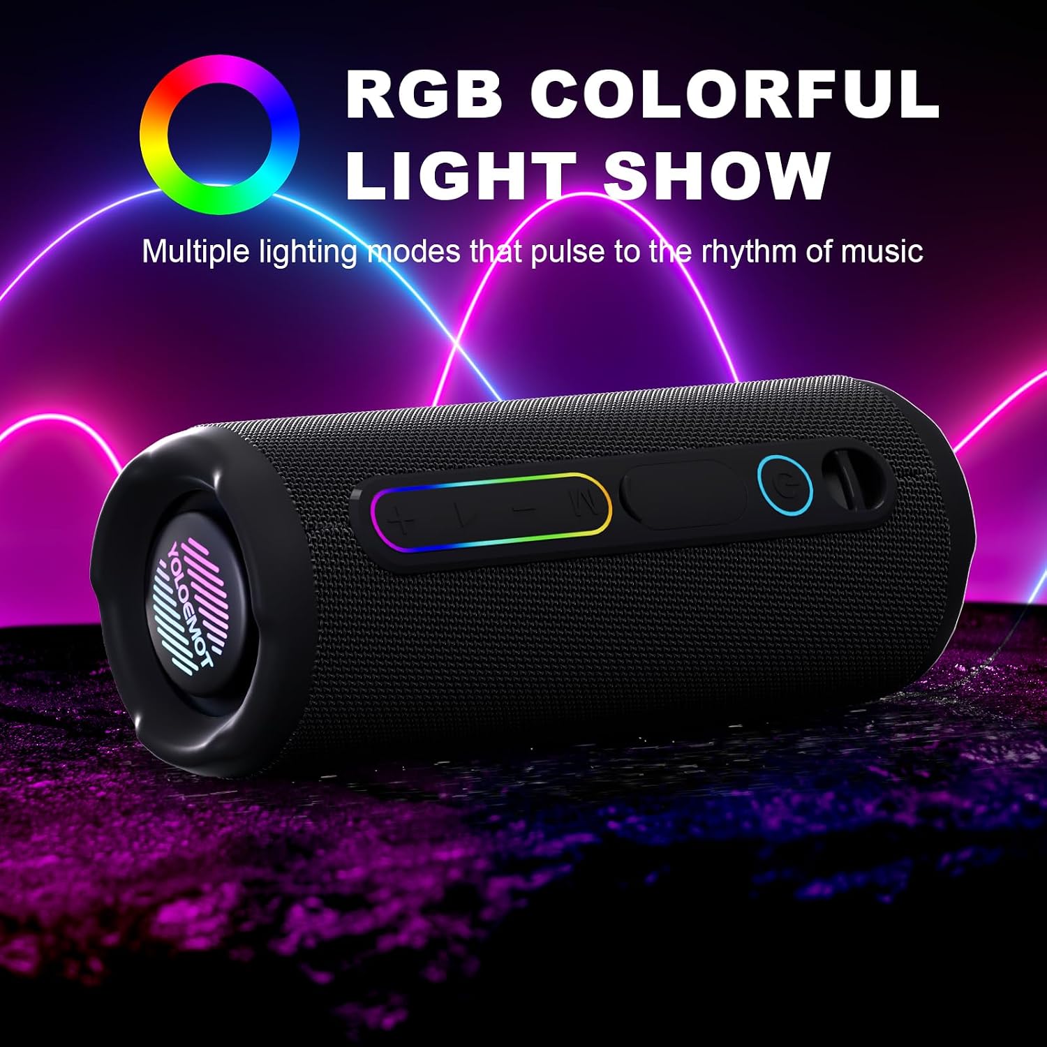 YOLOEMO 40W Portable Bluetooth Speaker, Enhanced Deep Bass, IPX7 Waterproof Outdoor Speaker with TWS Pairing, Bluetooth 5.3, 12H Playtime, RGB Lights, Ideal for Party, Beach, Camping - Image 8