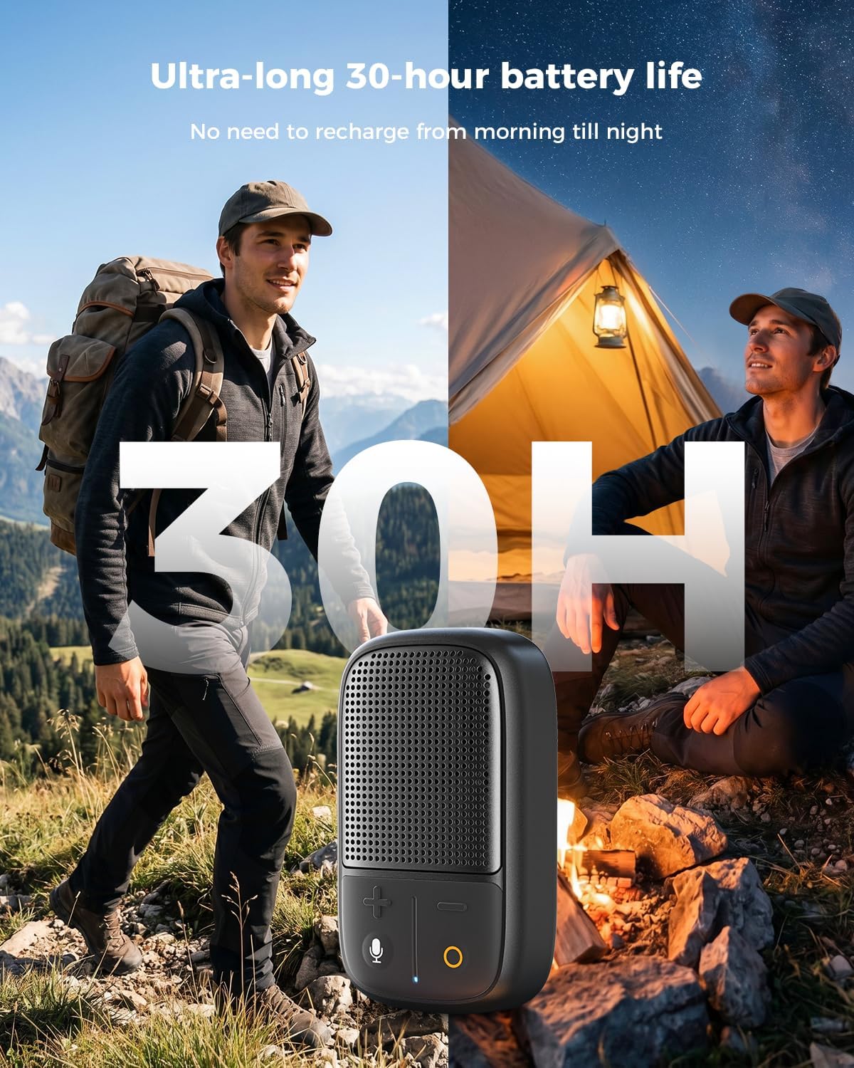 SUPERONE (Updated Version) Wearable Bluetooth Speaker with Voice Assistant & Mic, IPX7 Waterproof Clip-on Portable Speaker, TWS Pairing, Up to 30H of Play, for Outdoor Golf Work Pool - Image 5