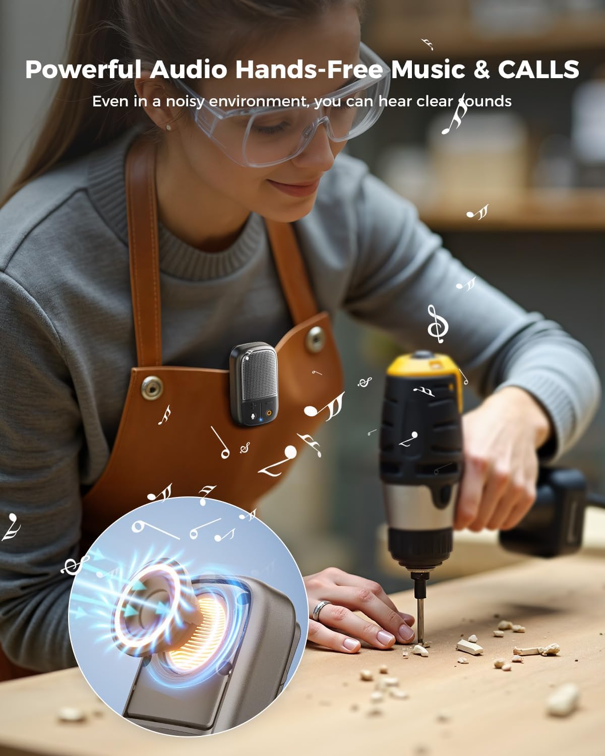 SUPERONE (Updated Version) Wearable Bluetooth Speaker with Voice Assistant & Mic, IPX7 Waterproof Clip-on Portable Speaker, TWS Pairing, Up to 30H of Play, for Outdoor Golf Work Pool - Image 9