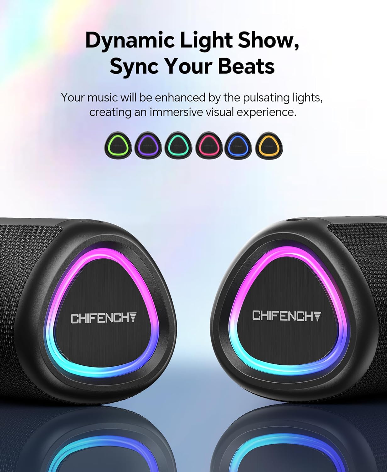 Portable Bluetooth Speaker Beach Essentials: IPX5 Waterproof for Outdoor/Powerful HD Sound/Dynamic Light/All Day Playtime/Wireless BT 5.3/TWS Pairing, Travel|Camping|Pool Accessorie, School Supplies - Image 3
