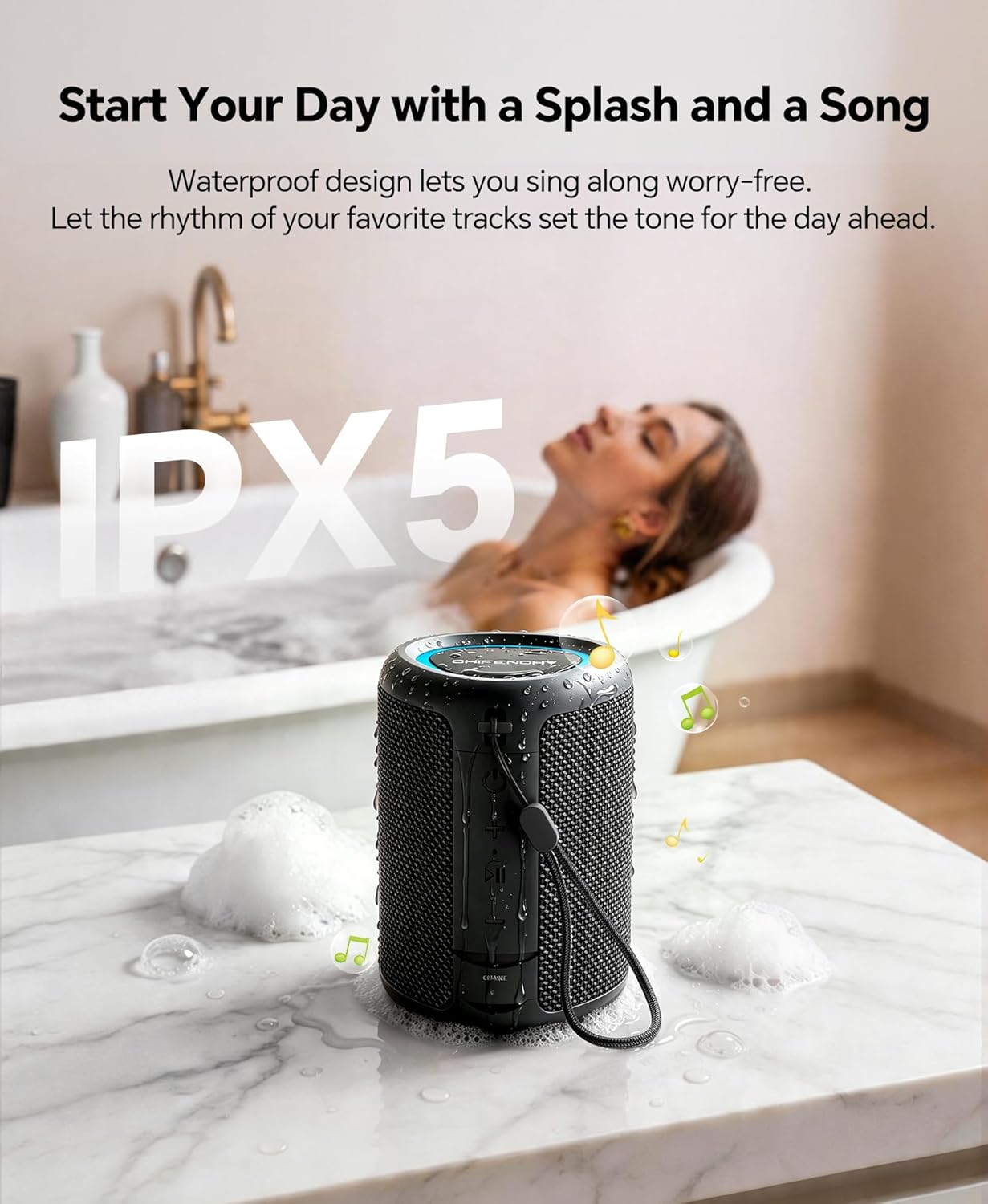 Portable Bluetooth Speaker Beach Essentials: IPX5 Waterproof for Outdoor/Powerful HD Sound/Dynamic Light/All Day Playtime/Wireless BT 5.3/TWS Pairing, Travel|Camping|Pool Accessorie, School Supplies - Image 6