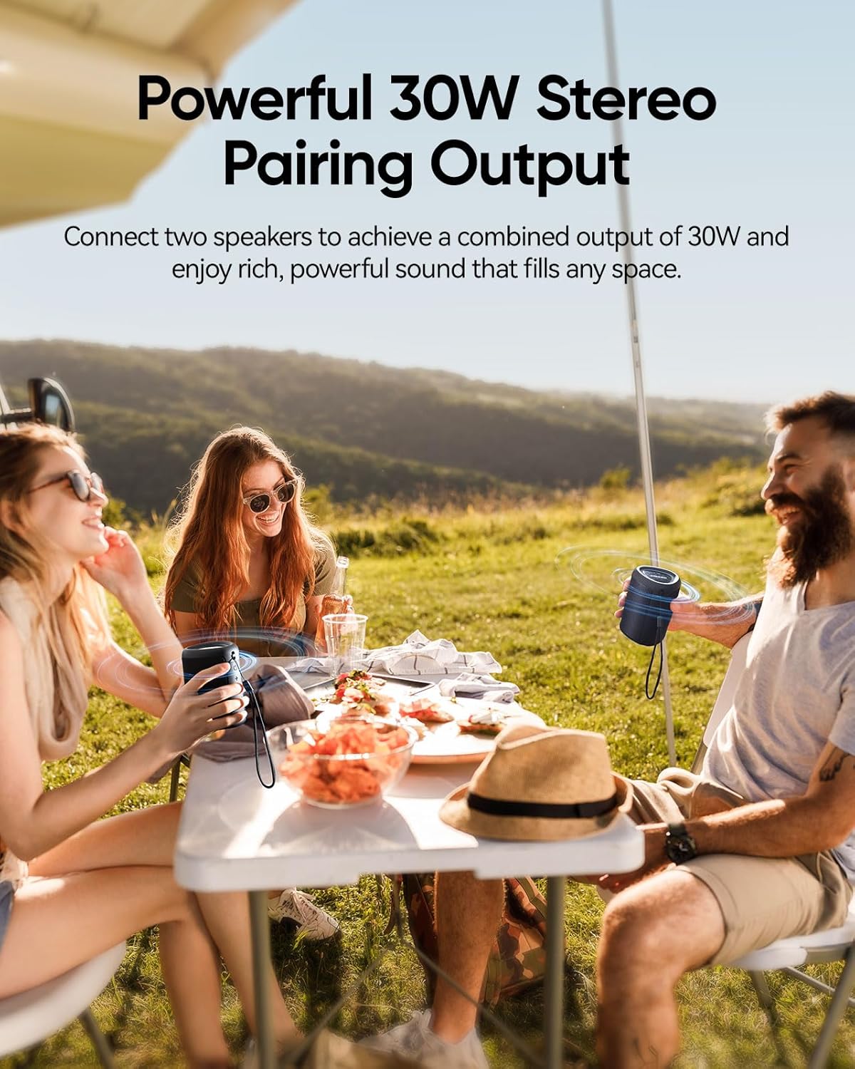 Portable Bluetooth Speaker Beach Essentials: IPX5 Waterproof for Outdoor/Powerful HD Sound/Dynamic Light/All Day Playtime/Wireless BT 5.3/TWS Pairing, Travel|Camping|Pool Accessorie, School Supplies - Image 8
