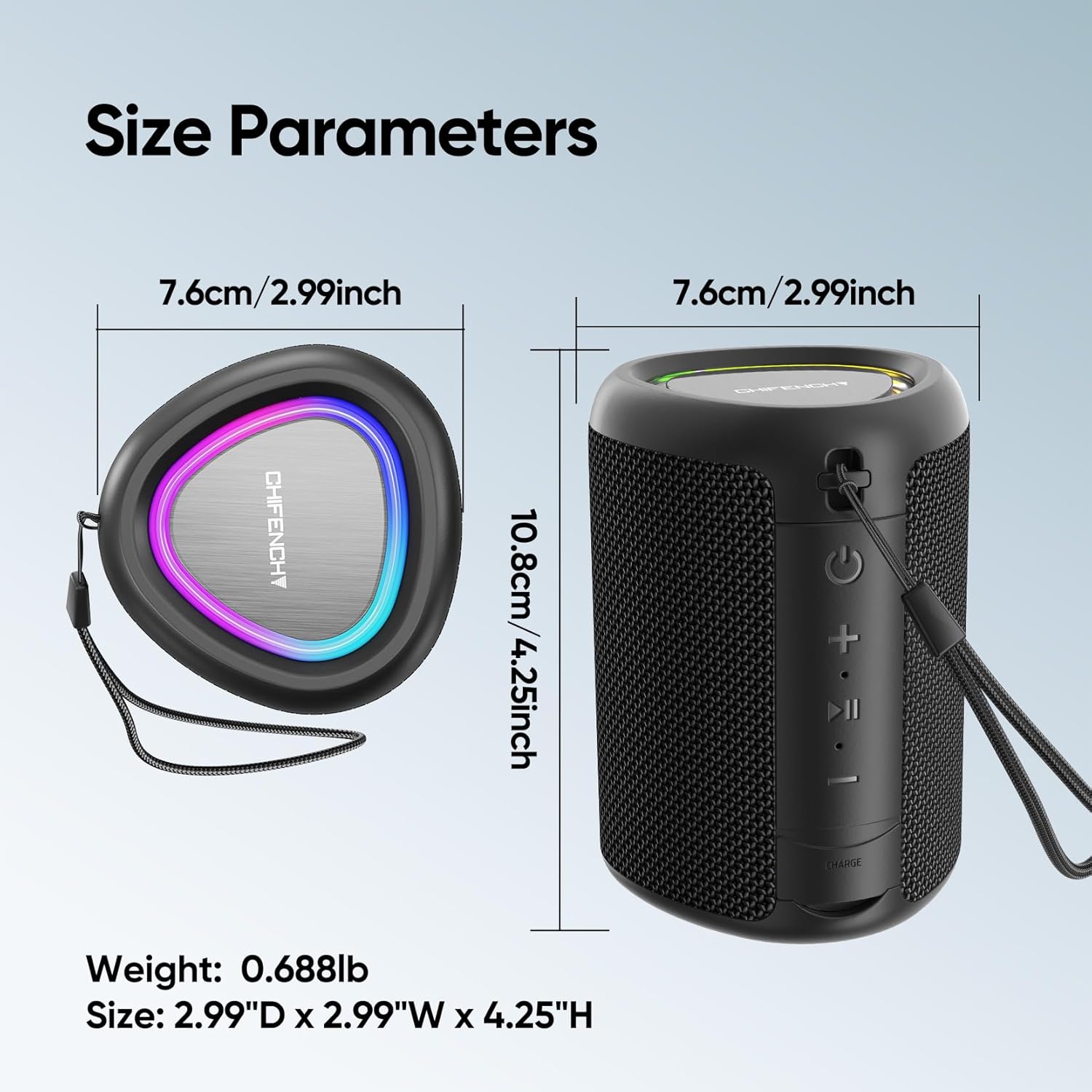 Portable Bluetooth Speaker Beach Essentials: IPX5 Waterproof for Outdoor/Powerful HD Sound/Dynamic Light/All Day Playtime/Wireless BT 5.3/TWS Pairing, Travel|Camping|Pool Accessorie, School Supplies - Image 9